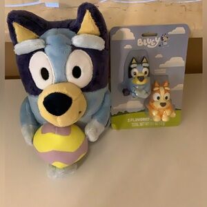 Bluey Plush Toy with Yellow Egg and Two Flavored Lip Balm- Bluey Brand, New.